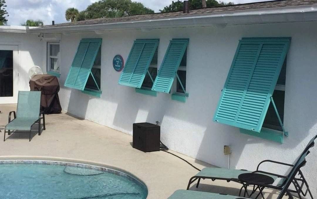 Poolside patio shading outdoor covered area